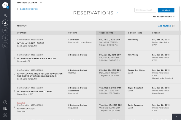 Wyndham Voyager TRIP "Owner (upcoming) Reservations listings" screen