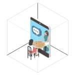 Illustration of a teleconference via mobile phone
