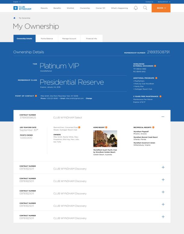 Wyndham CUI Desktop Page (My Ownership, details page)