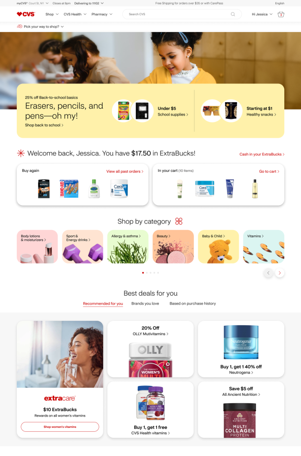 CVS Shop desktop web site (Home Page)