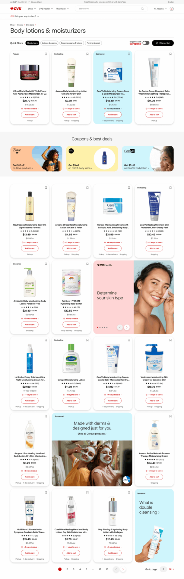 CVS Shop desktop web site (Product listing page)