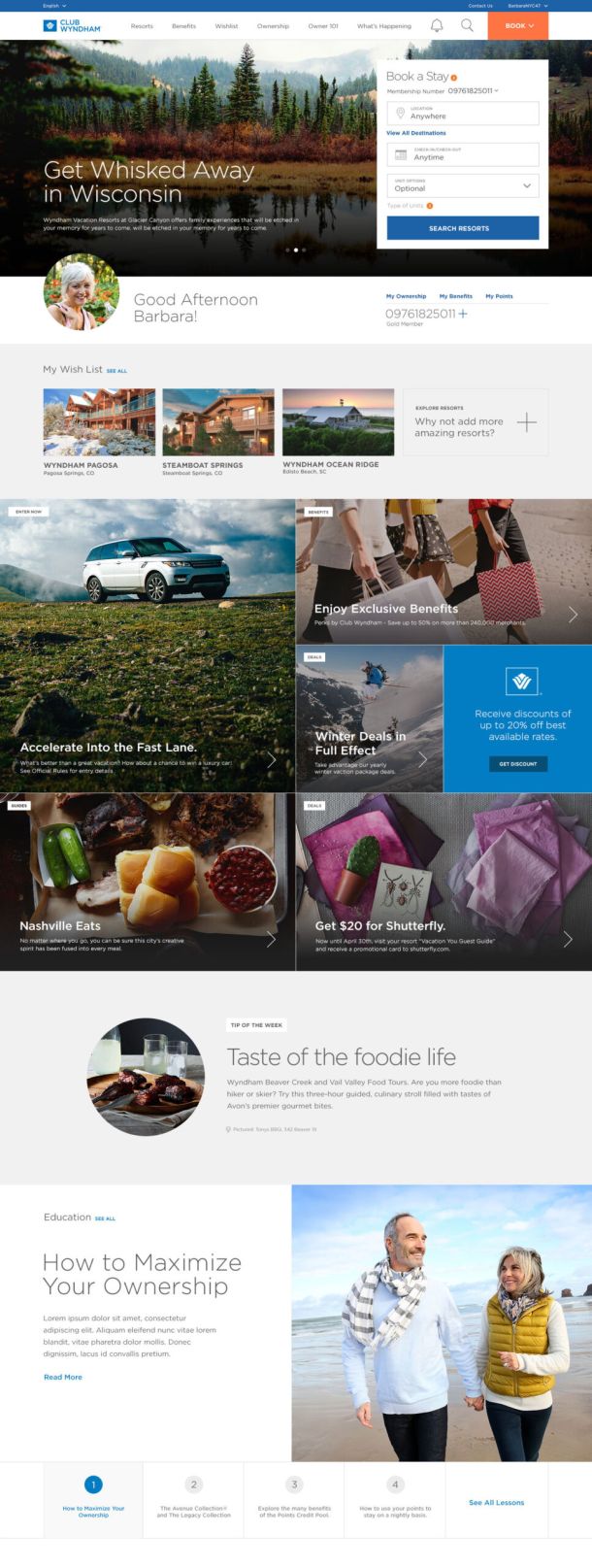 Wyndham CUI Desktop Page (Landing page after login)