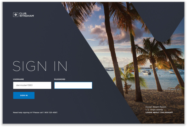 Wyndham Voyager TRIP login screen