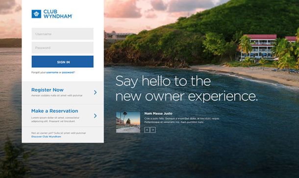 Wyndham CUI Desktop Page (Login)