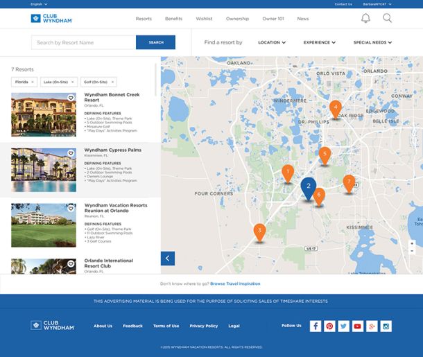 Wyndham CUI Desktop Page (Resort Map)