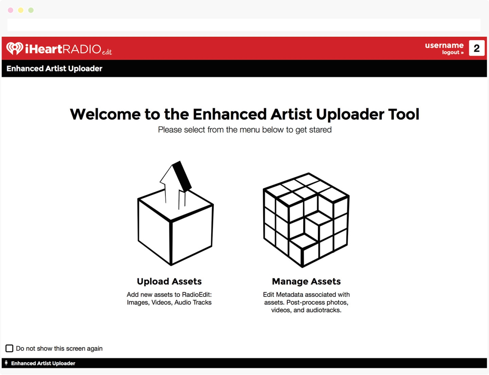 RadioEdit: Enhanced Artist Uploader landing page (wireframe)