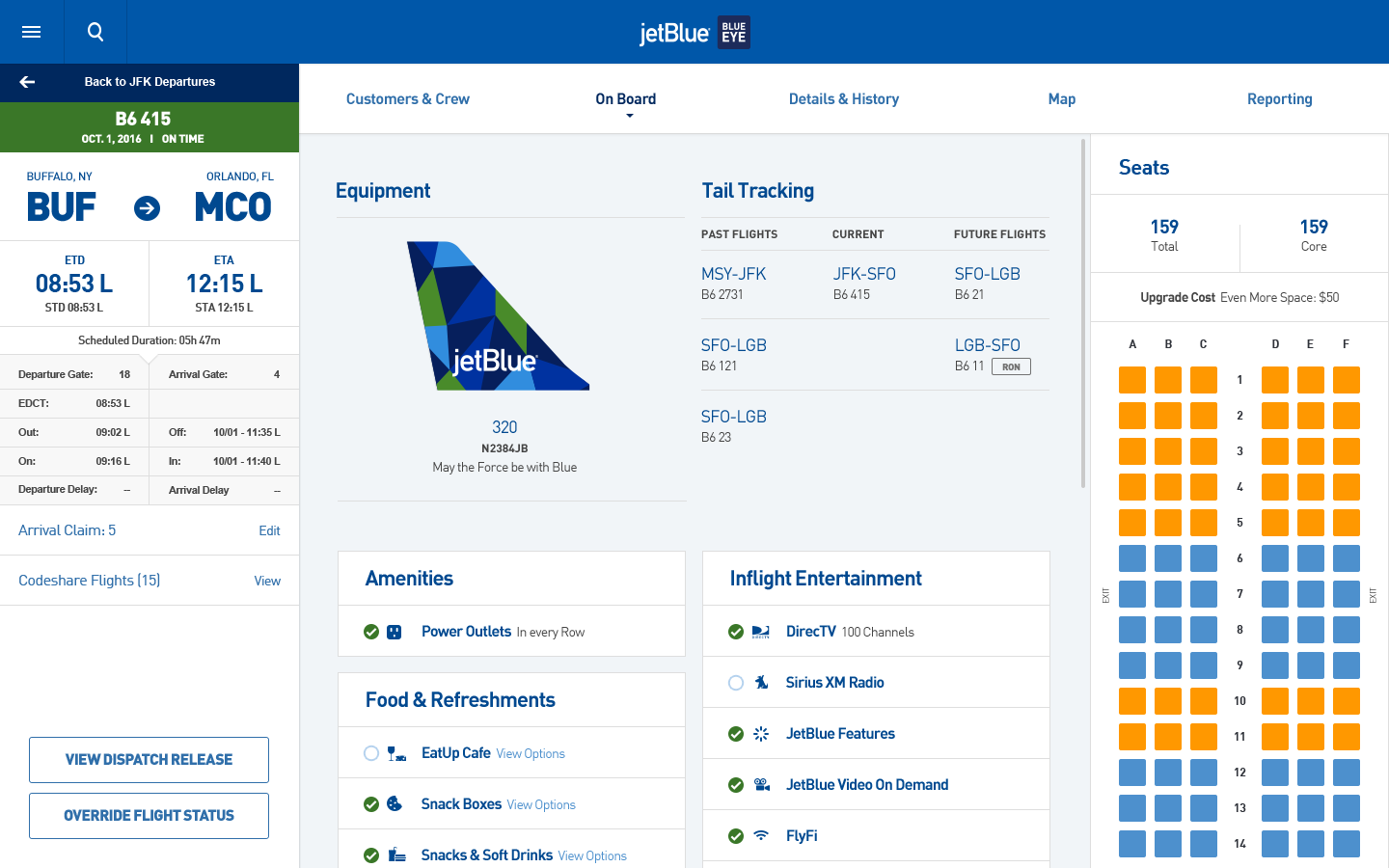 Samsung tablet with BlueEye Flight Tracker view