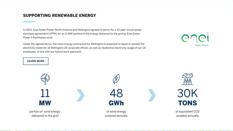 A content module displaying a renewable energy investment pathway