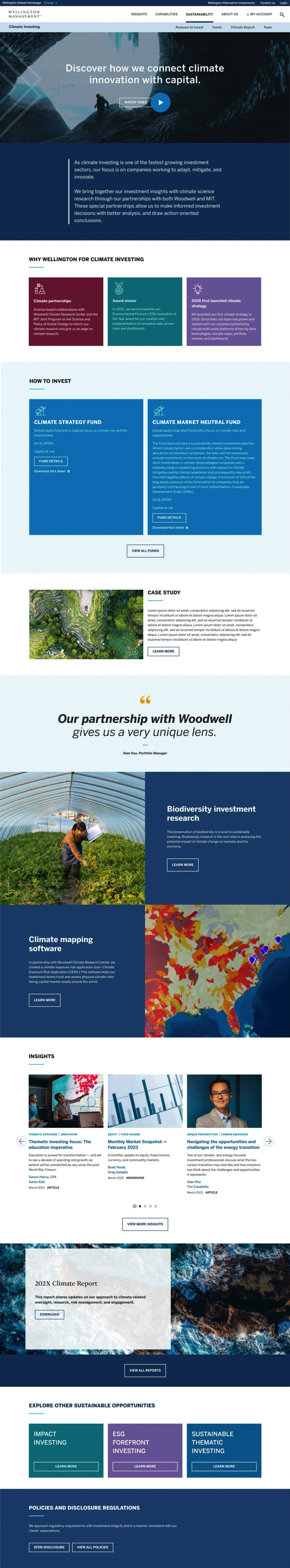 Wellington Climate Investing desktop web design