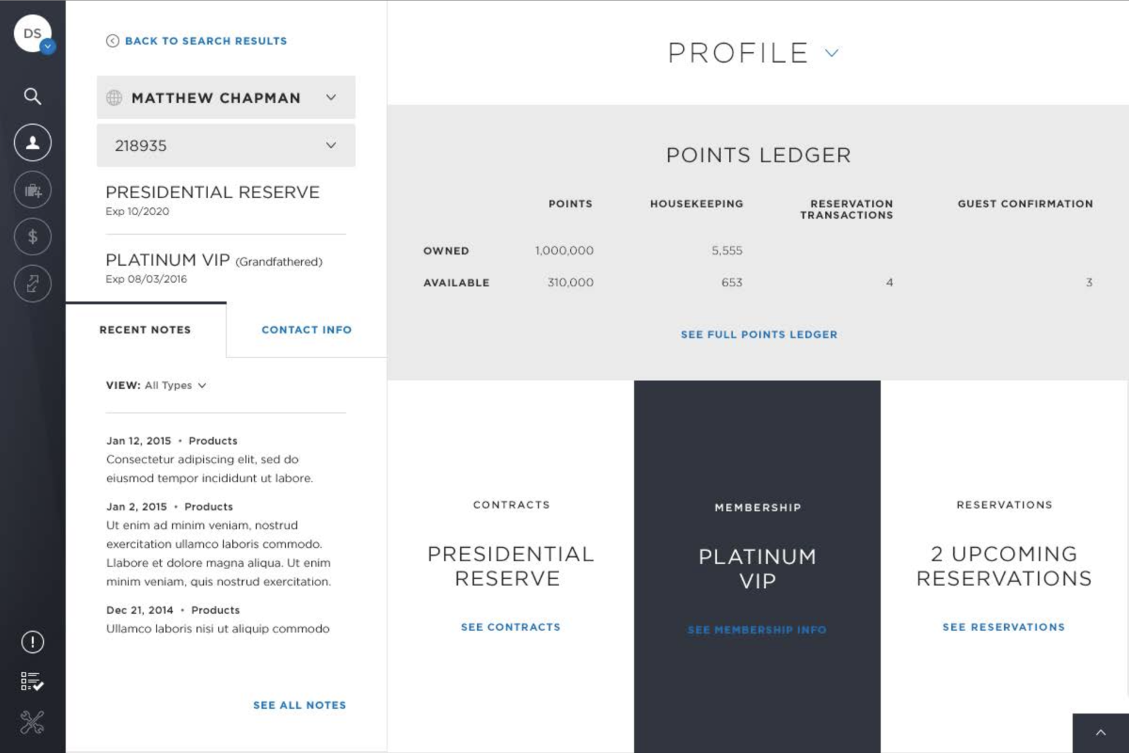 A screen of the Wyndham Voyager TRIP interface, containing an owner's profile page with all pertinent details of their ownership