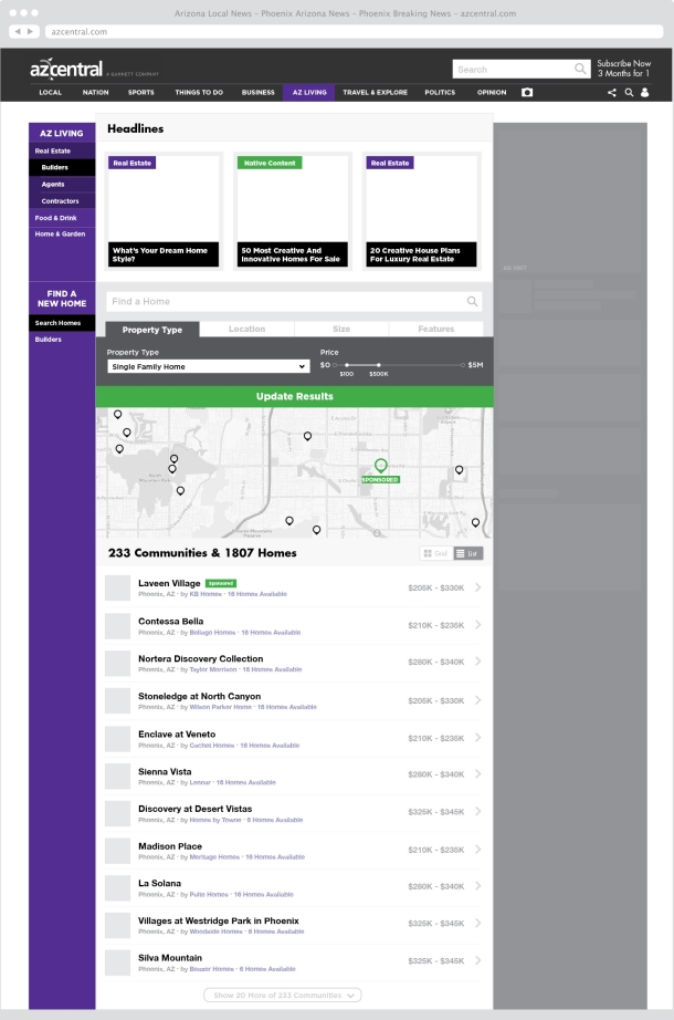 Real Estate, Propertly/Development Listing Page