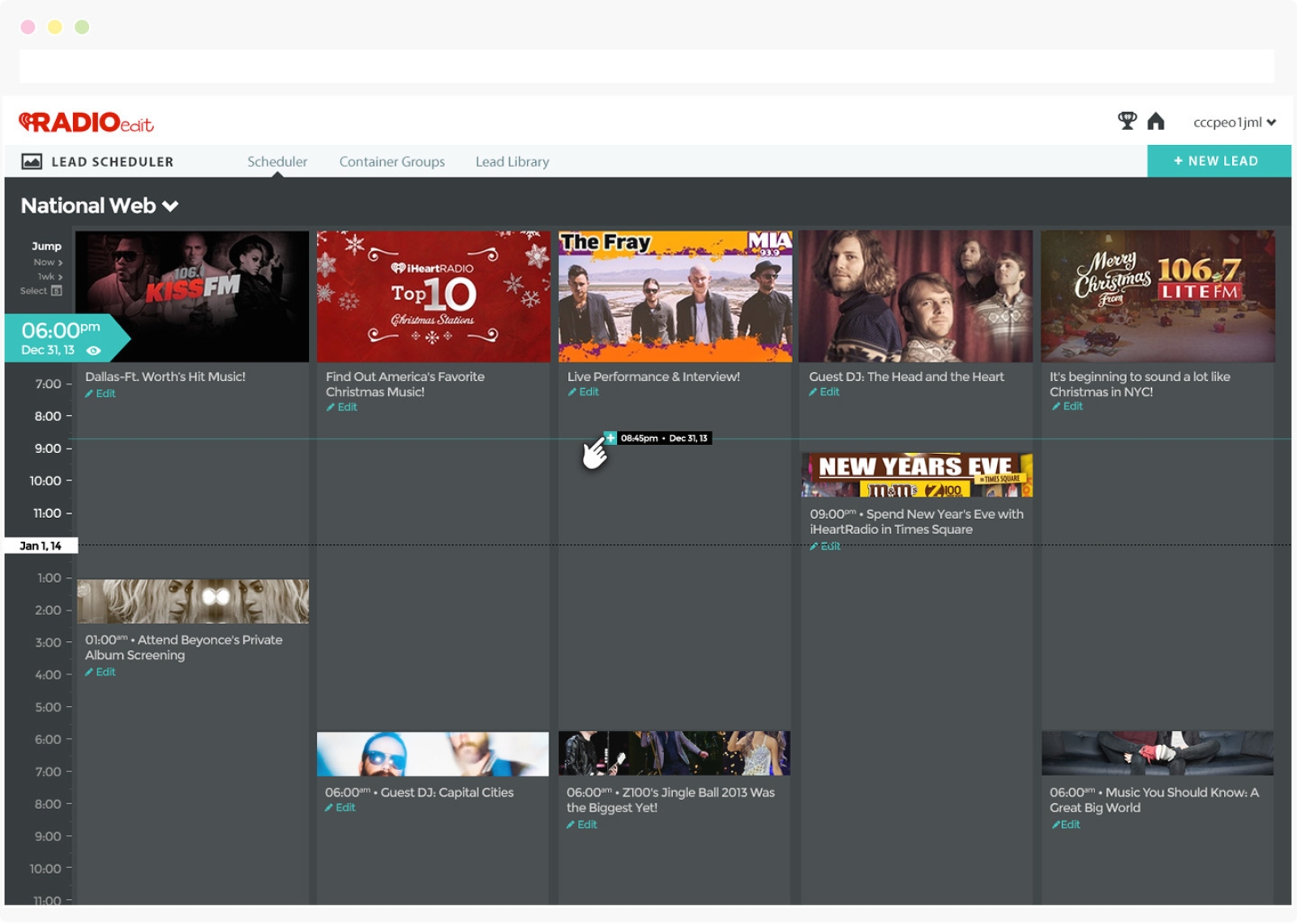 RadioEdit: Station Scheduling Tool, Dark Mode (Creative)