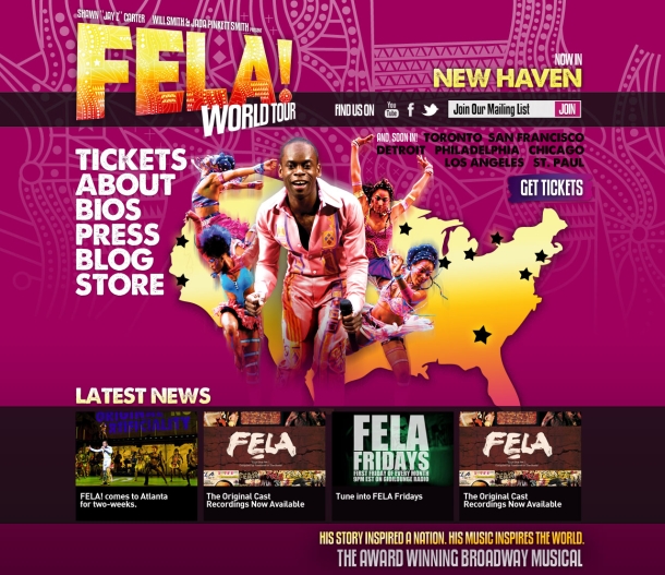 FELA! On Broadway homepage