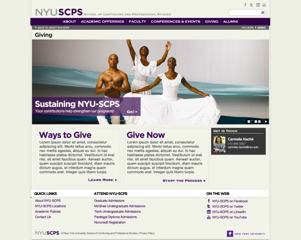 NYU-SCPS Sustaining Page