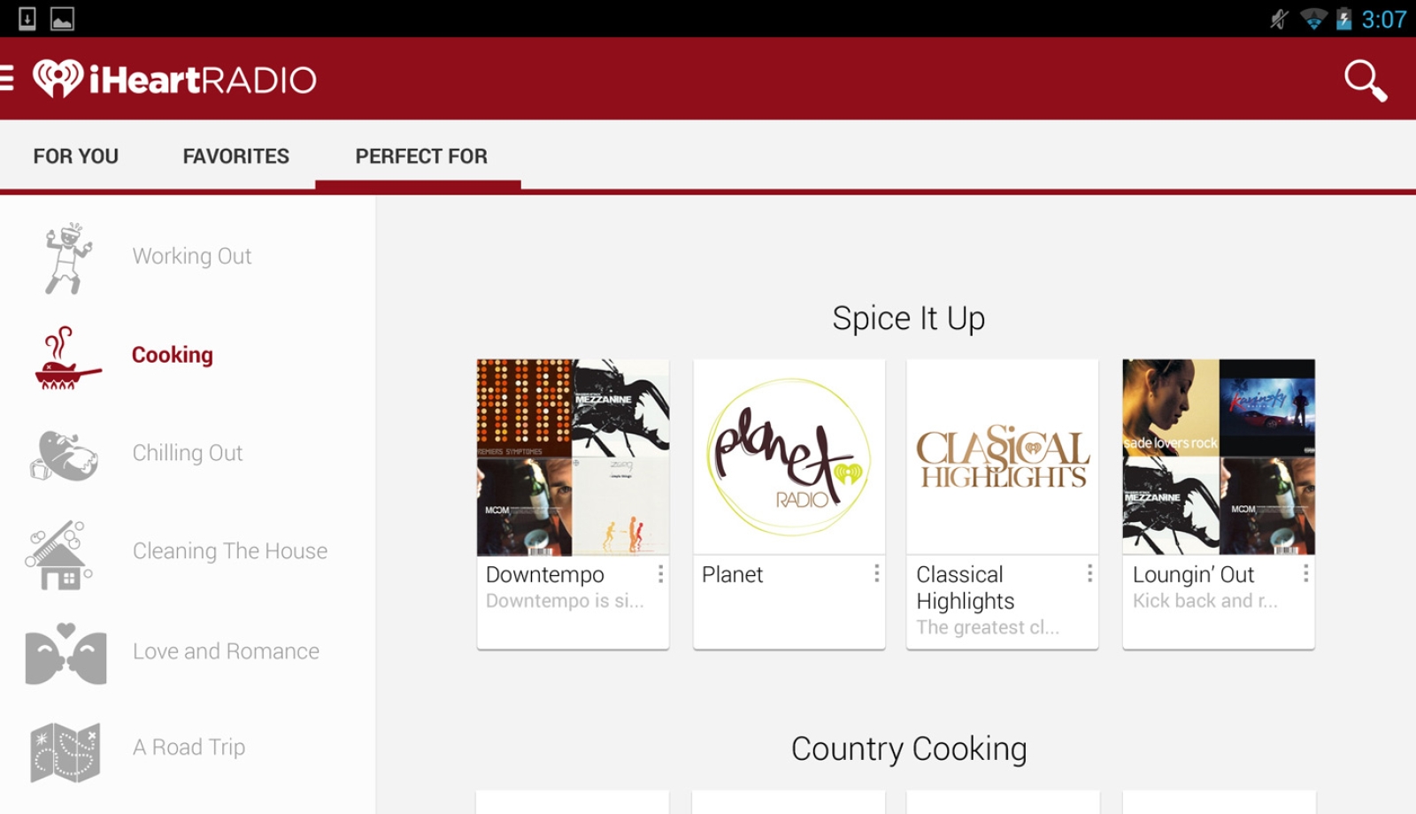 iHeartRadio Tablet: Radio Categories