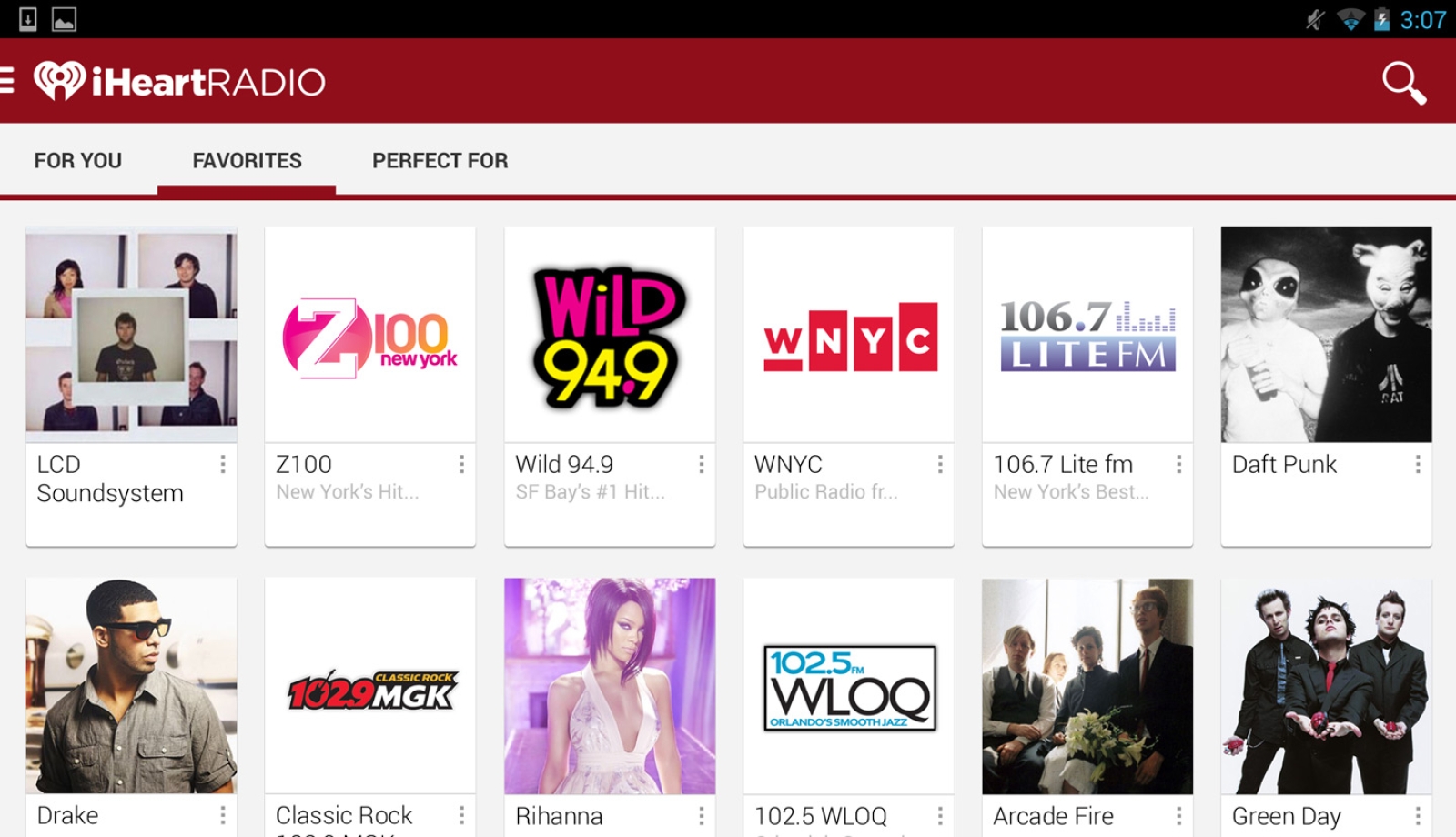 iHeartRadio Tablet: Station List