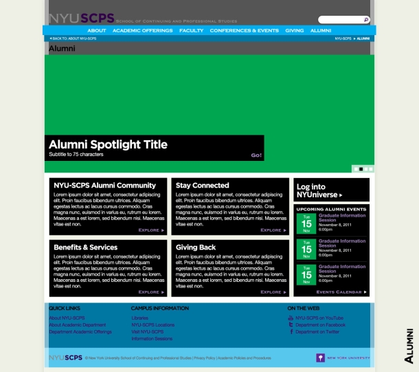 Wireframe of NYU-SCPS Alumni Page