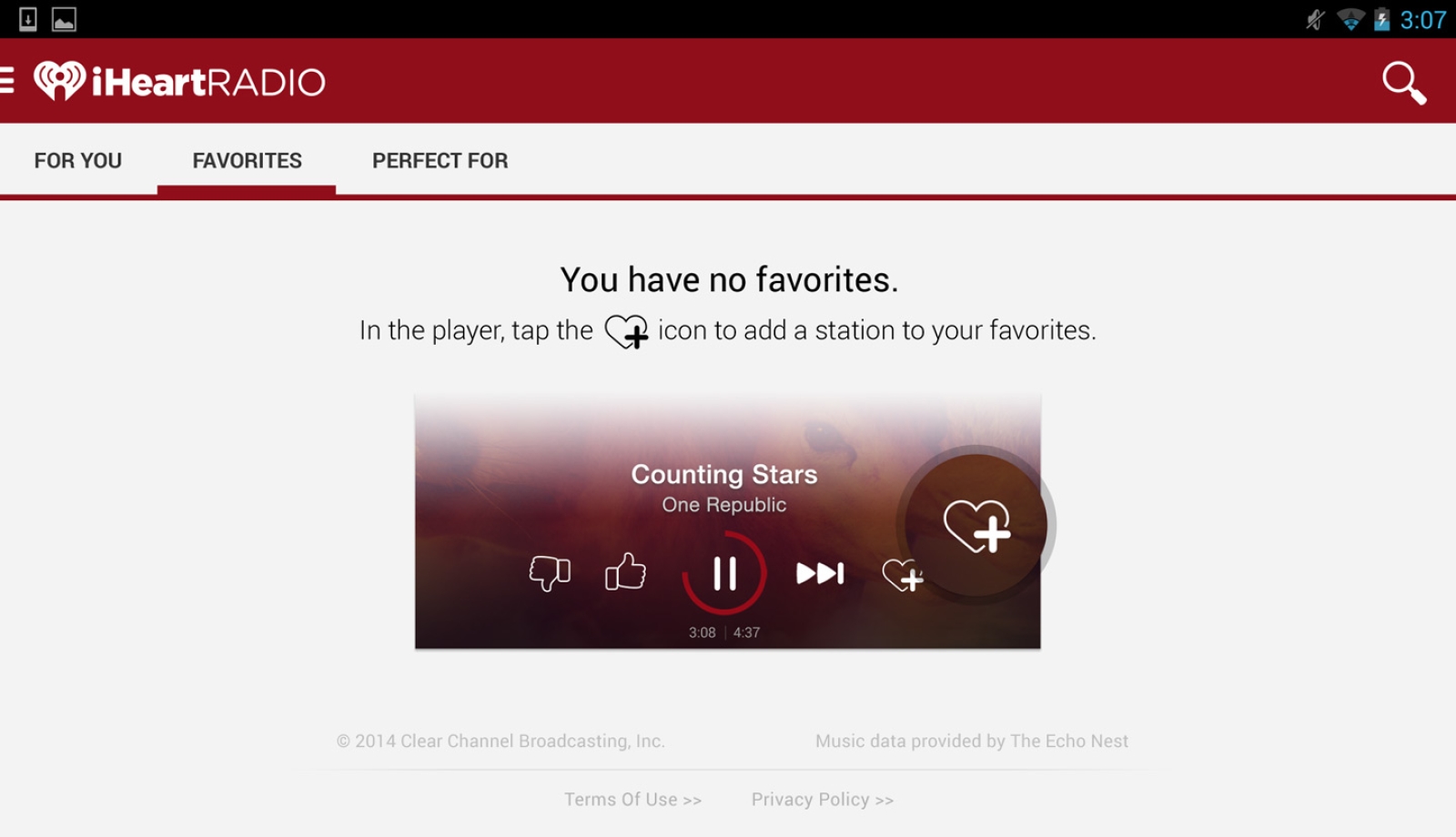 iHeartRadio Tablet: Add a favorite