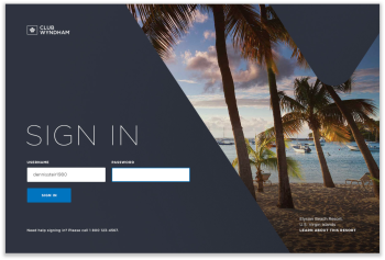 An image of the Wyndham Voyager TRIP login screen