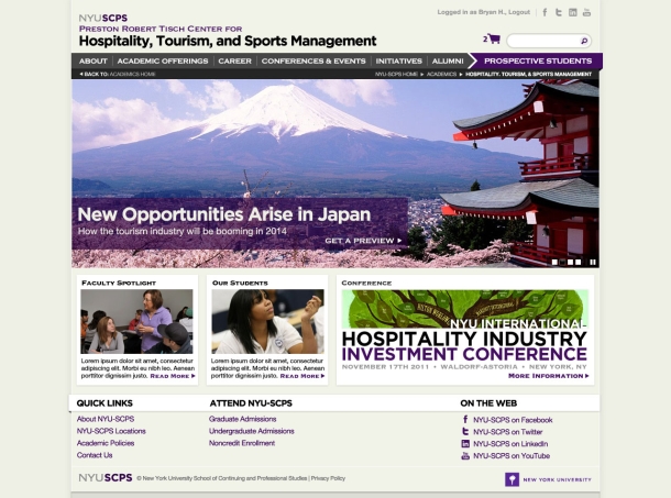 NYU-SCPS Hospitality, Tourism and Sports Management homepage
