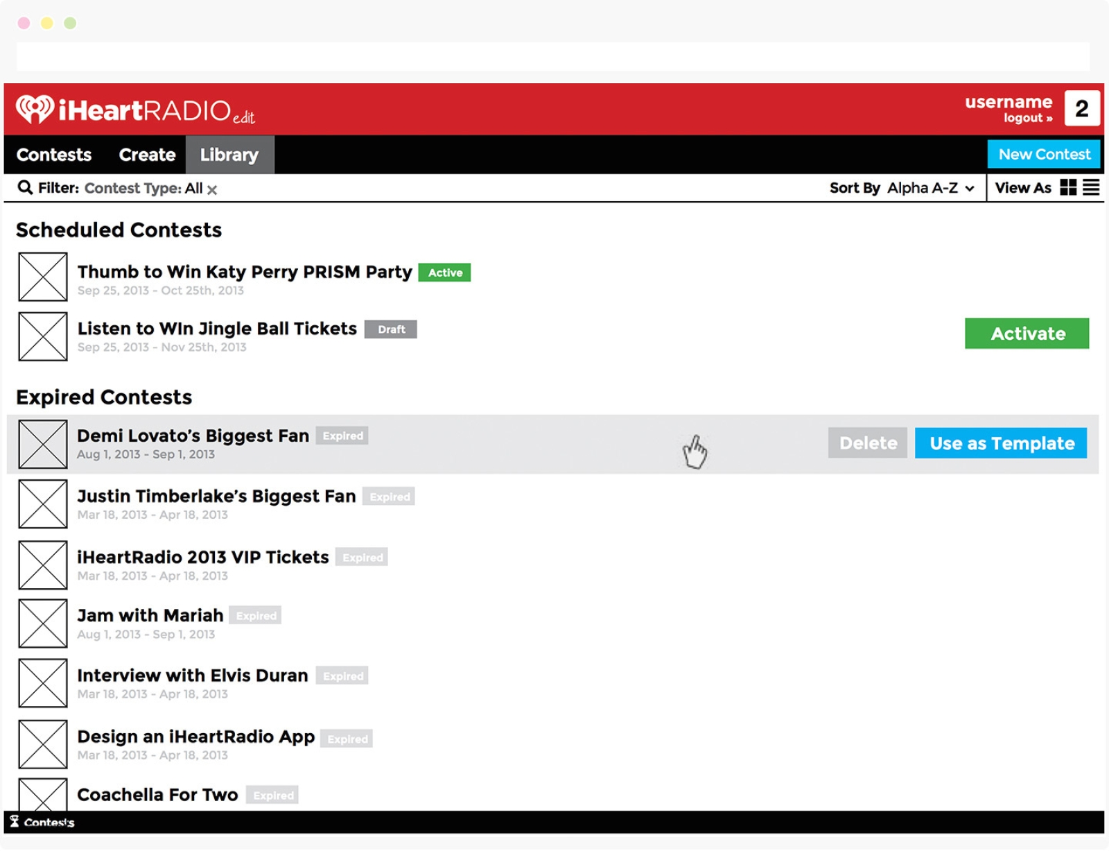 RadioEdit: Contests Tool, schedule (wireframe)