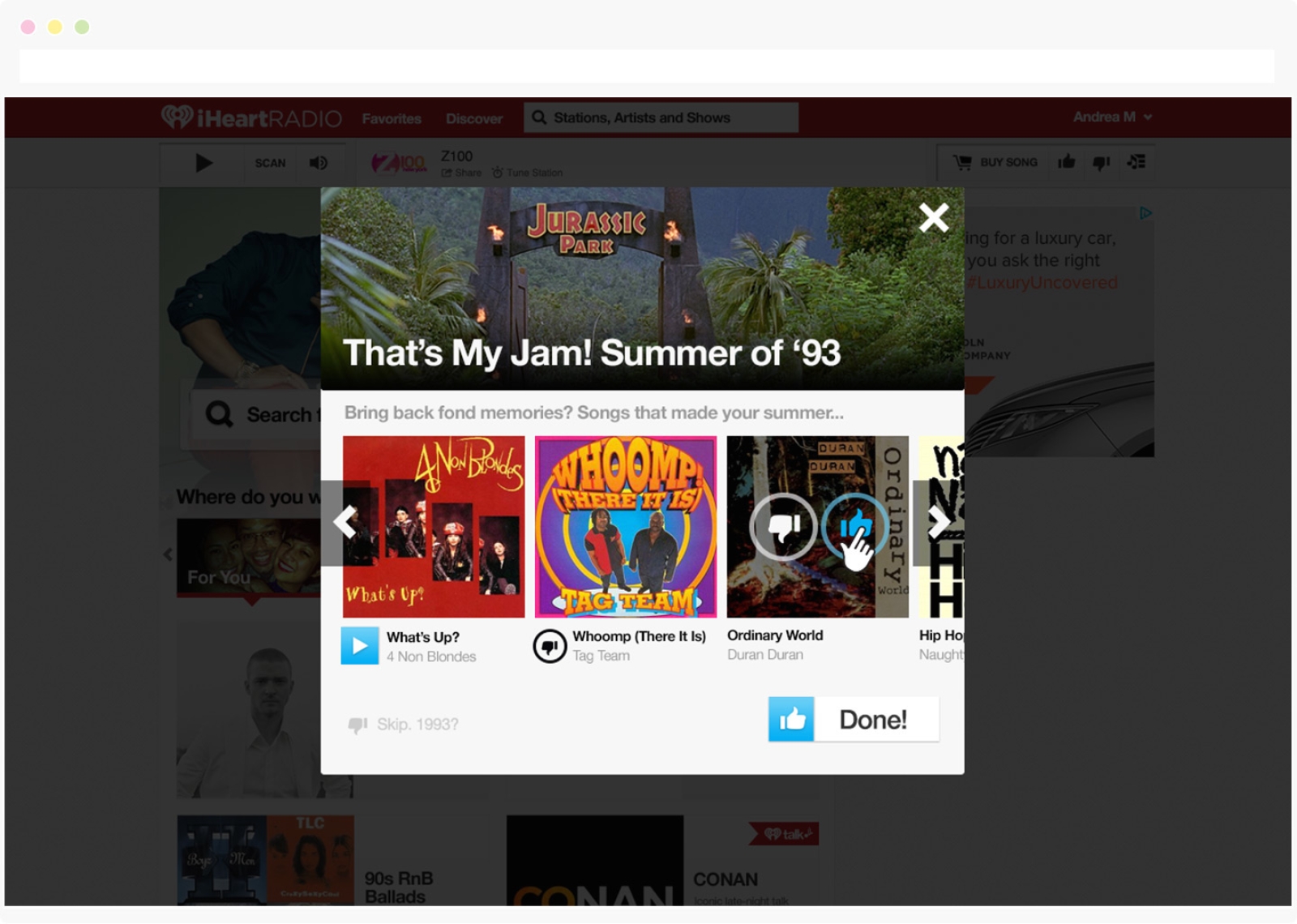 iHeart Onboarding web experience: Quiz screen #1